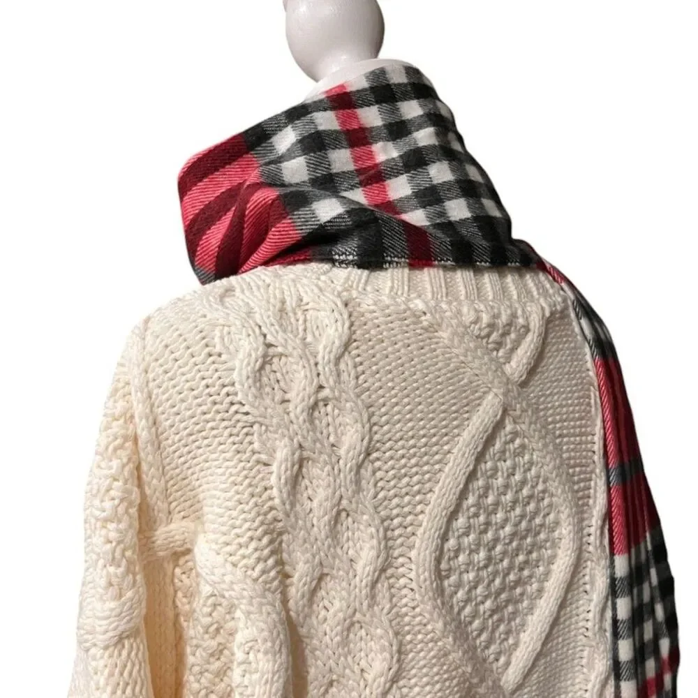 Cejon Tartan Italian Red/Black/White/Gray Plaid Men's Scarf